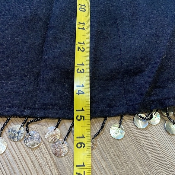 Jason Wu Linen blend Beaded Fringe Shell Crop Top Black Size 10 NWT Fun Lined - Picture 15 of 16